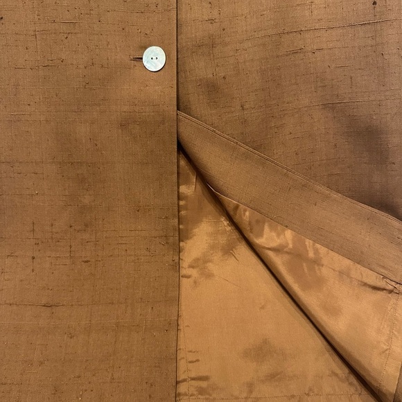 Cynthia Howie Silk Shirt Dress 8P Brown Button Front Vintage Career Midi - Picture 6 of 11